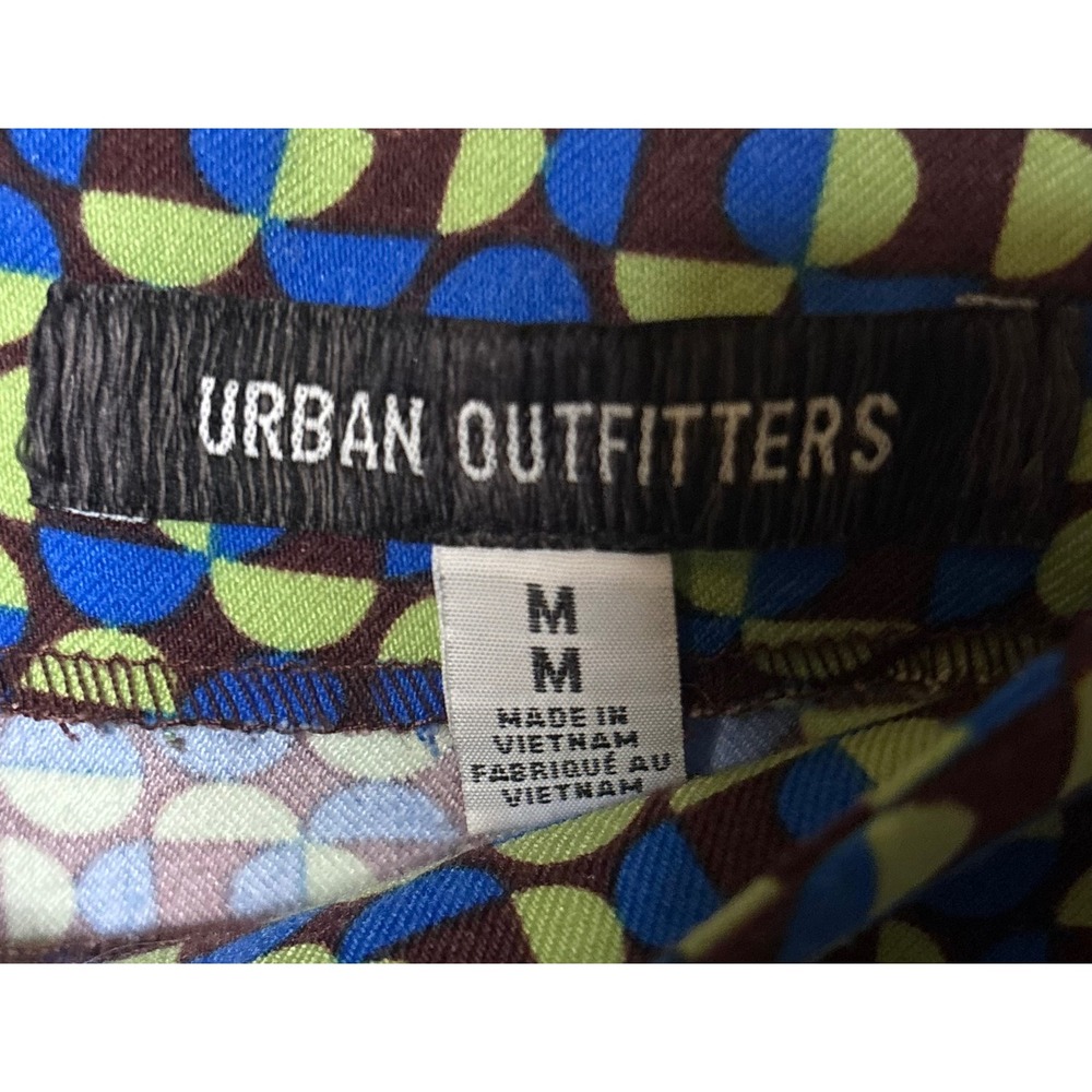 Urban Outfitters Blue Green Geometric Retro 60s Mod Button Mini Skirt‎ Womens M - Picture 3 of 5
